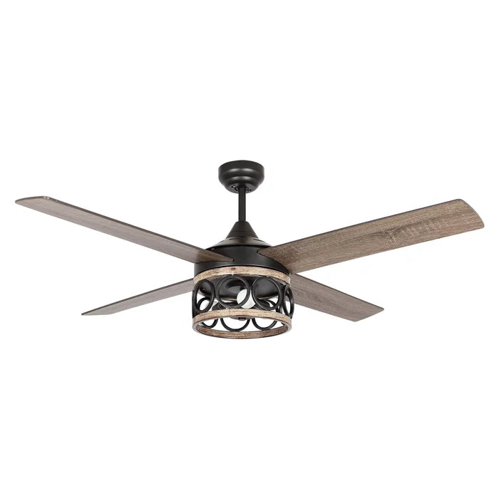 52'' Strasser 4 - Blade Standard Ceiling Fan with Remote Control and Light Kit Included