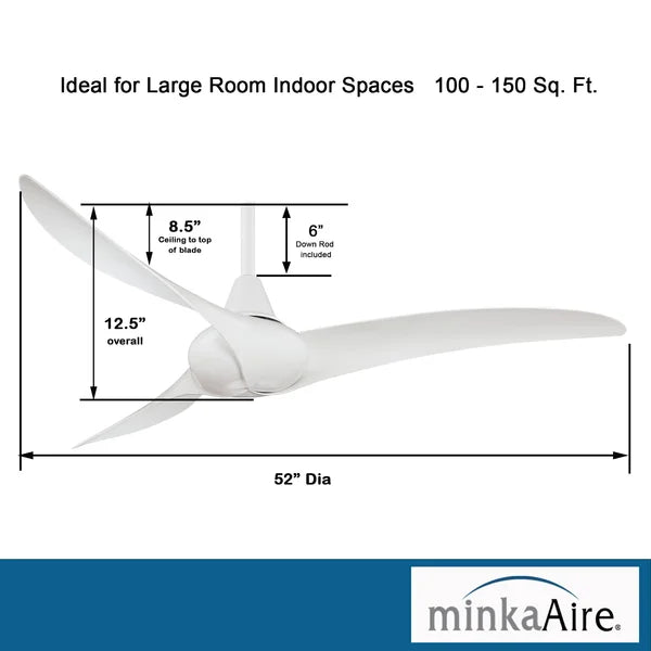 52'' Wave 3 - Blade Propeller Ceiling Fan with Remote Control