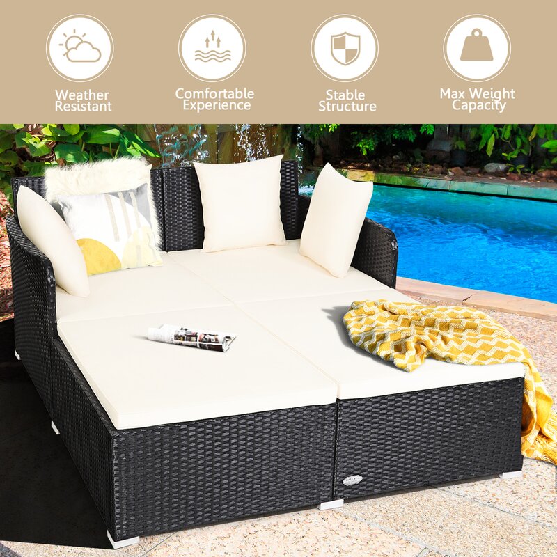 52'' Wide Outdoor Wicker Patio Daybed with Cushions MG650