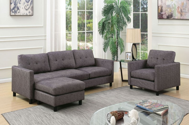 Ceasar Gray Fabric Sectional Sofa pc304
