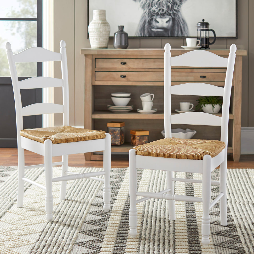 Set of 2 - Shirk Ladder Back Side Chairs, White (#57)