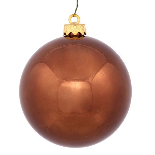 4" Wine Shiny Ball Ornaments with UV-Resistant Finish and Pre-Drilled Cap, Set of 6