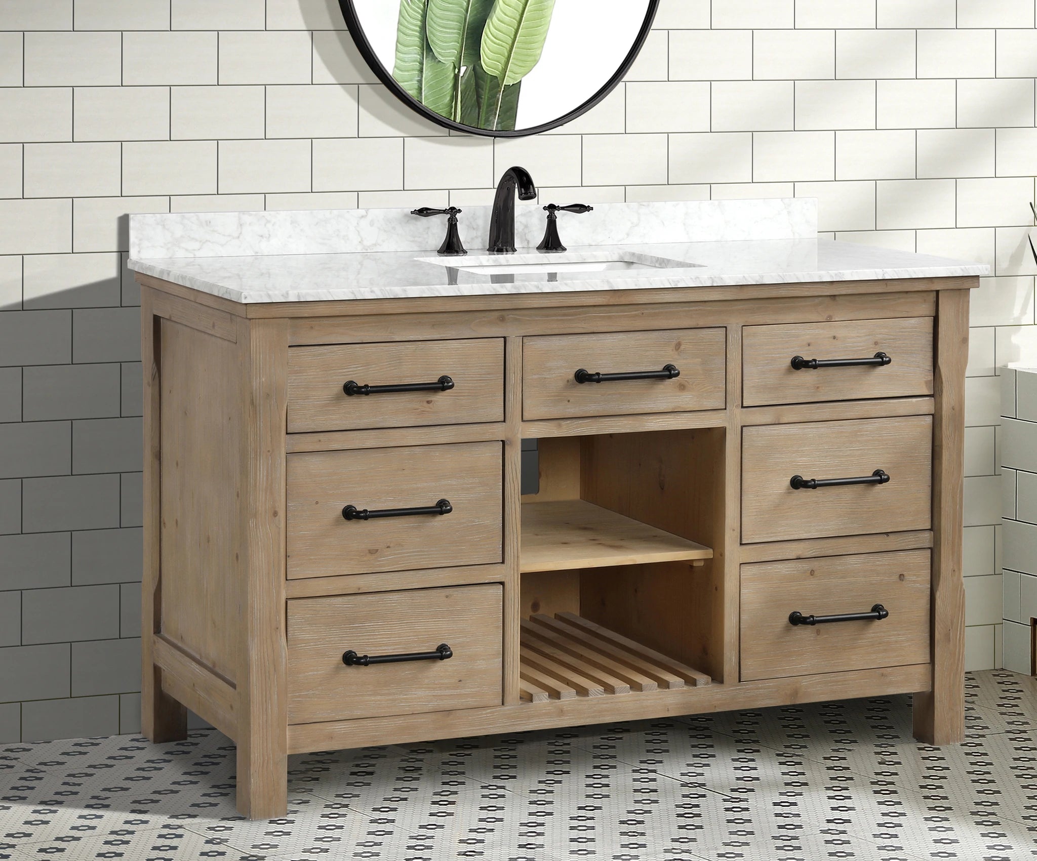 55" Bathroom Vanity Weathered Fir