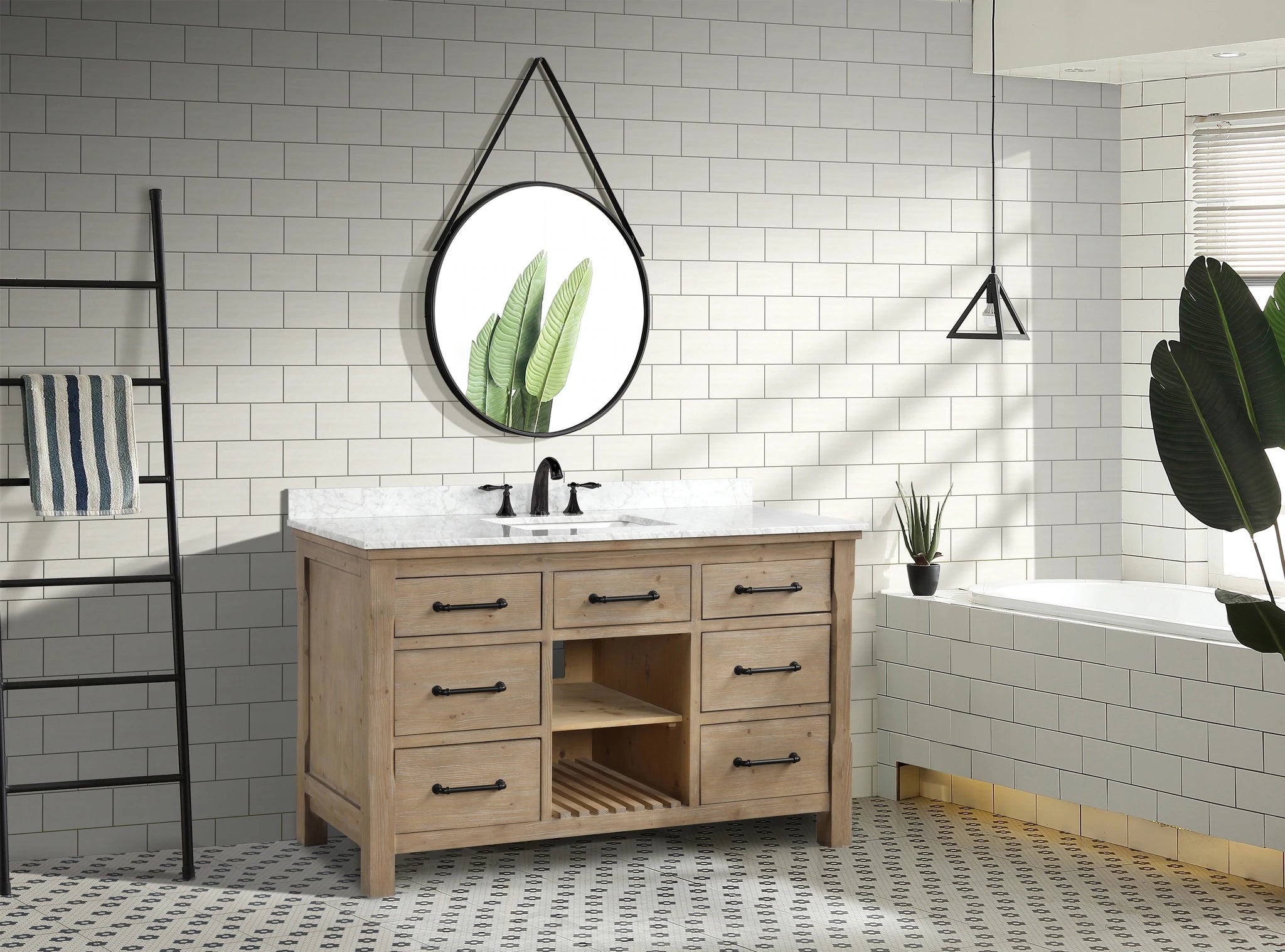 55" Bathroom Vanity Weathered Fir