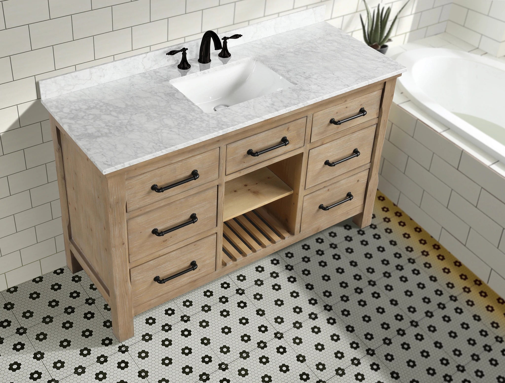55" Bathroom Vanity Weathered Fir