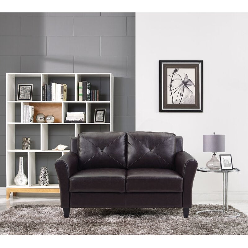 56.3'' Faux Leather Round Arm Loveseat