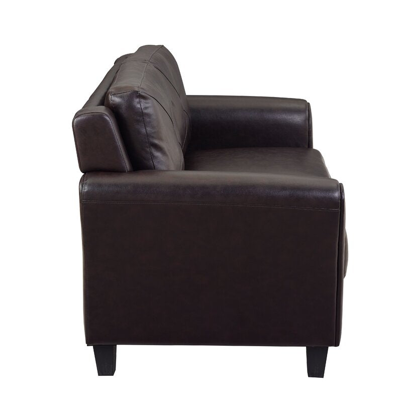 56.3'' Faux Leather Round Arm Loveseat