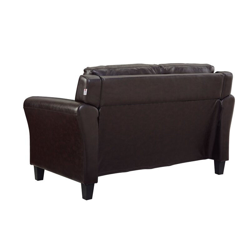 56.3'' Faux Leather Round Arm Loveseat