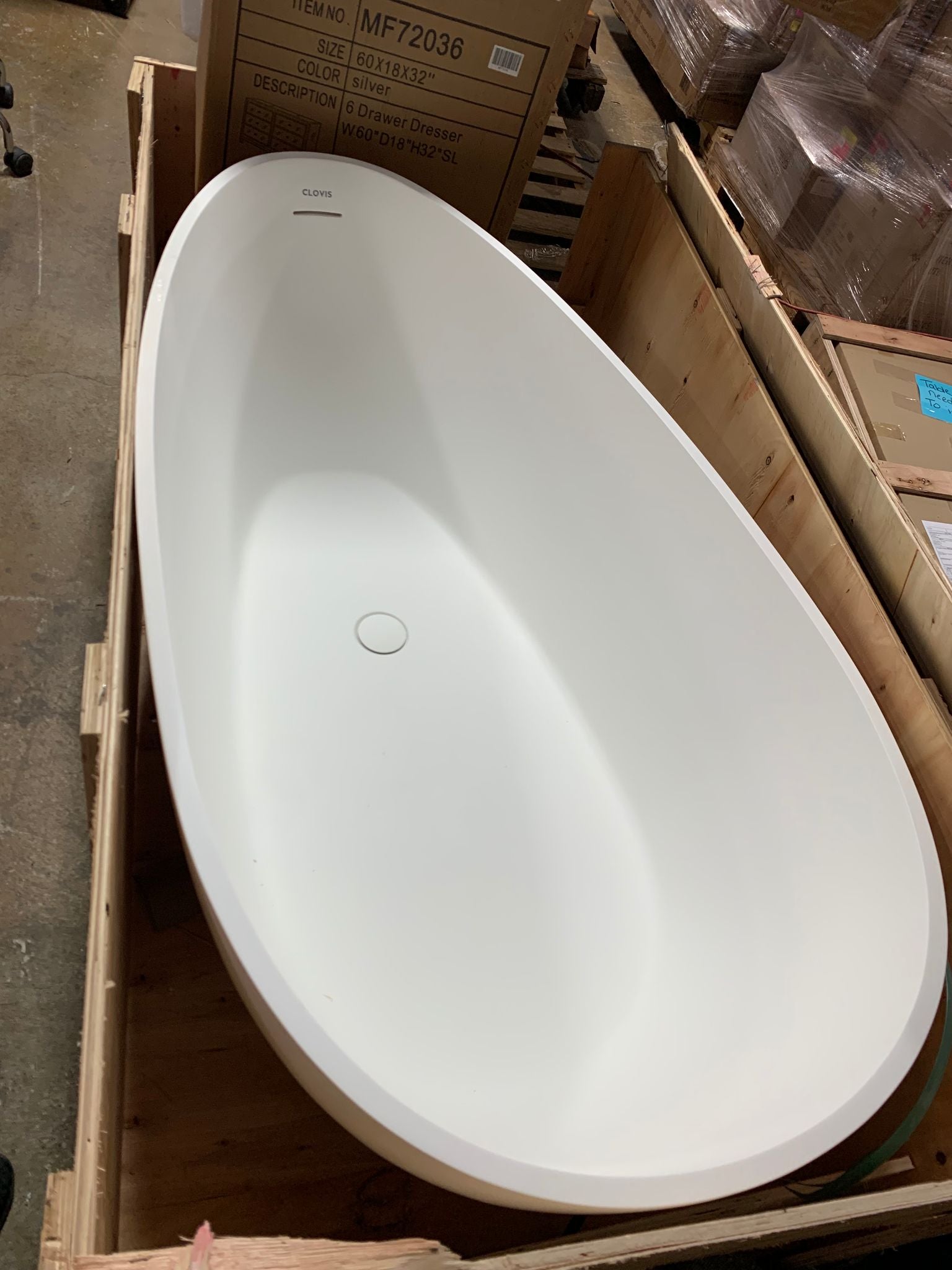 59" x 30" Freestanding Soaking Solid Surface Bathtub *AS-IS* CYB588