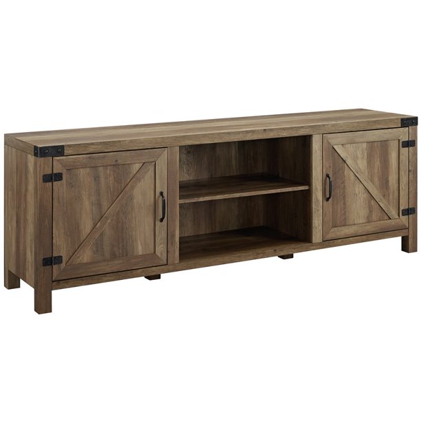 70" Rustic Farmhouse Barn Door TV Stand - Reclaimed Barnwood DR6023