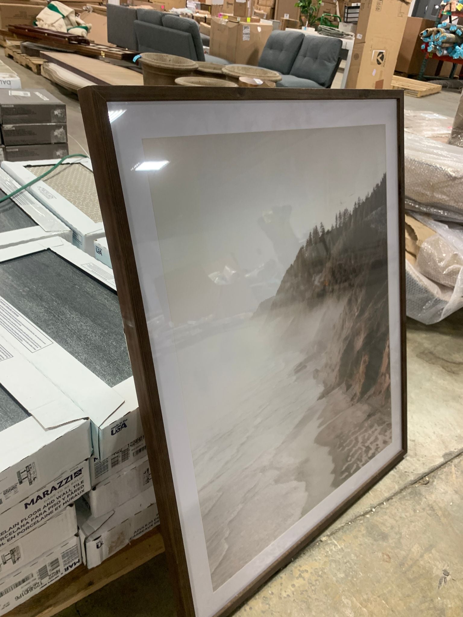 30" x 36" Foggy Oceanside Trees Framed Wall Art - Threshold™ designed with Studio McGee KBO336