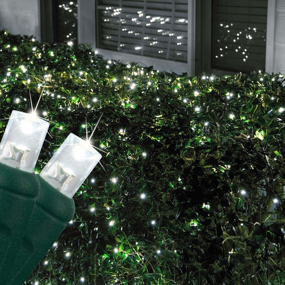 5MM 4'x6' Twinkle Pure White LED Net Lights, Green Wire (Set of 2)