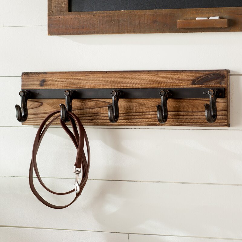 5 - Hook Wall Mounted Coat Rack in Brown/Black (3 wall mounts in box) (Set of 3) CYB372