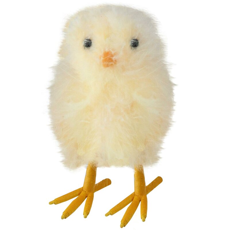 5" Decorative Yellow Furry Chick Figure Facing Front (Set of 6) CL858