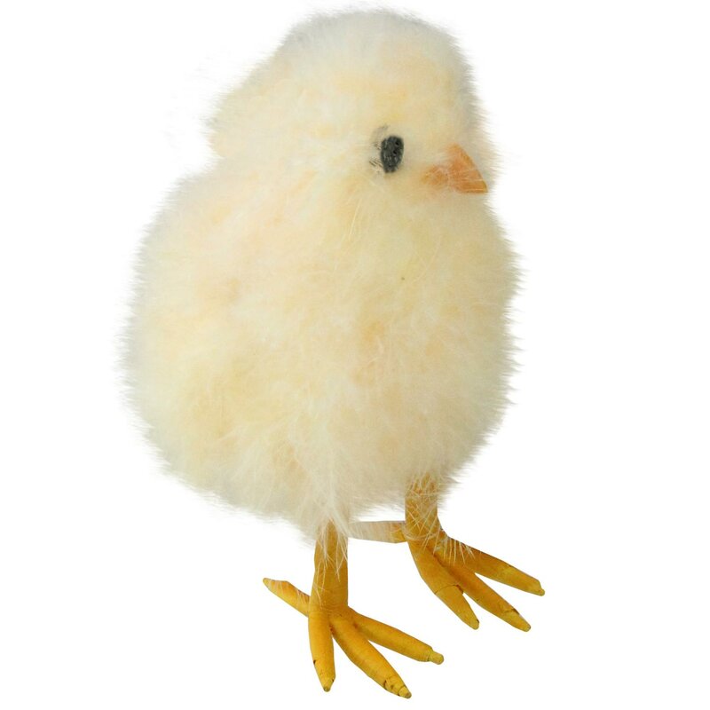 5" Decorative Yellow Furry Chick Figure Facing Front (Set of 6) CL858