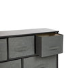 5 Drawer Wood Top Cast Iron Frame Storage Dresser with Easy Pull Fabric Drawers