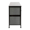 5 Drawer Wood Top Cast Iron Frame Storage Dresser with Easy Pull Fabric Drawers