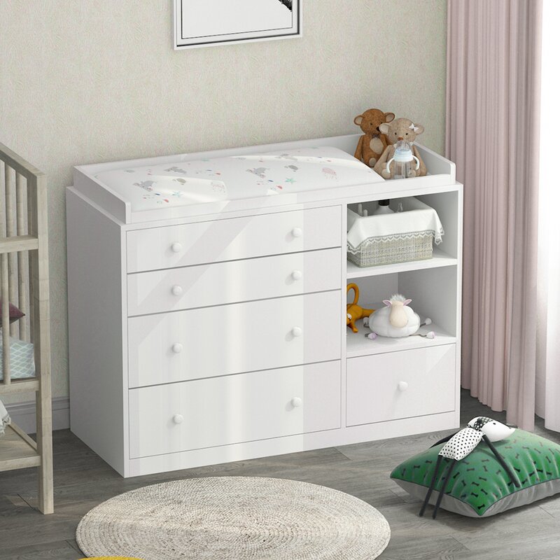 5 Drawers Wooden Changing Table Dresser