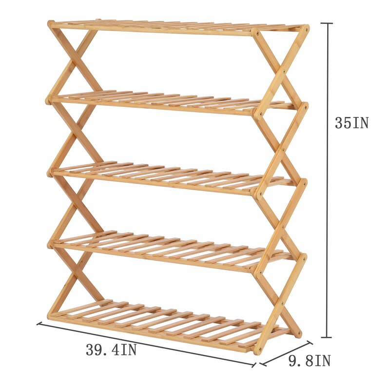 5 Tier Plant Stand Shelf Folding Bamboo Shoe Rack Flower Pots Display Storage HAB325