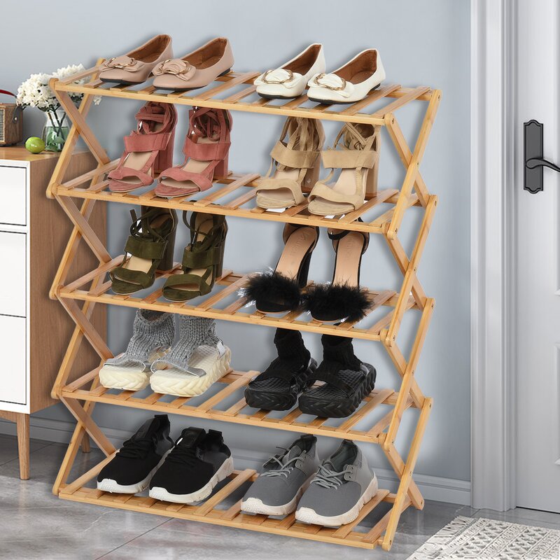 5 Tier Plant Stand Shelf Folding Bamboo Shoe Rack Flower Pots Display Storage HAB325