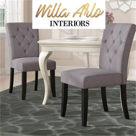 2 UPHOLSTERED SIDE CHAIRS GREY pc437