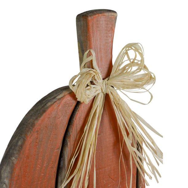 19.5" Orange Harvest Thanksgiving Wooden Pumpkin, (Set of 2)