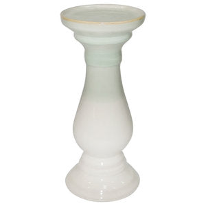9.75" Green/White Ceramic Candle Holder EJ561