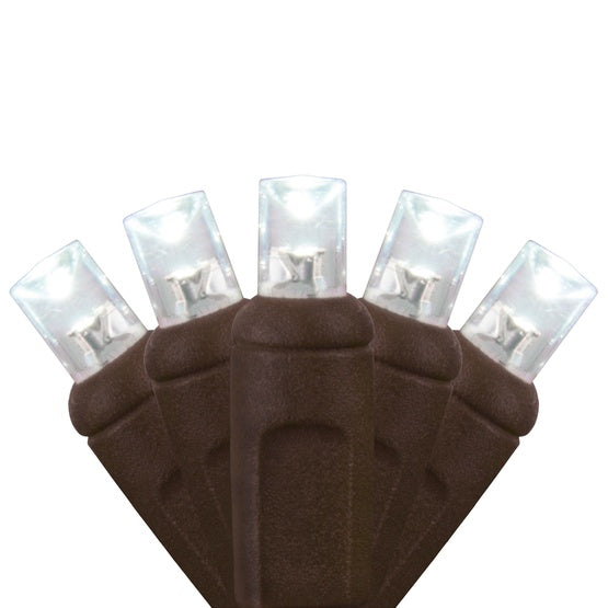 70 5mm Cool White LED Christmas Lights, 4" Spacing, Brown Wire (2 packs) B97-KS393