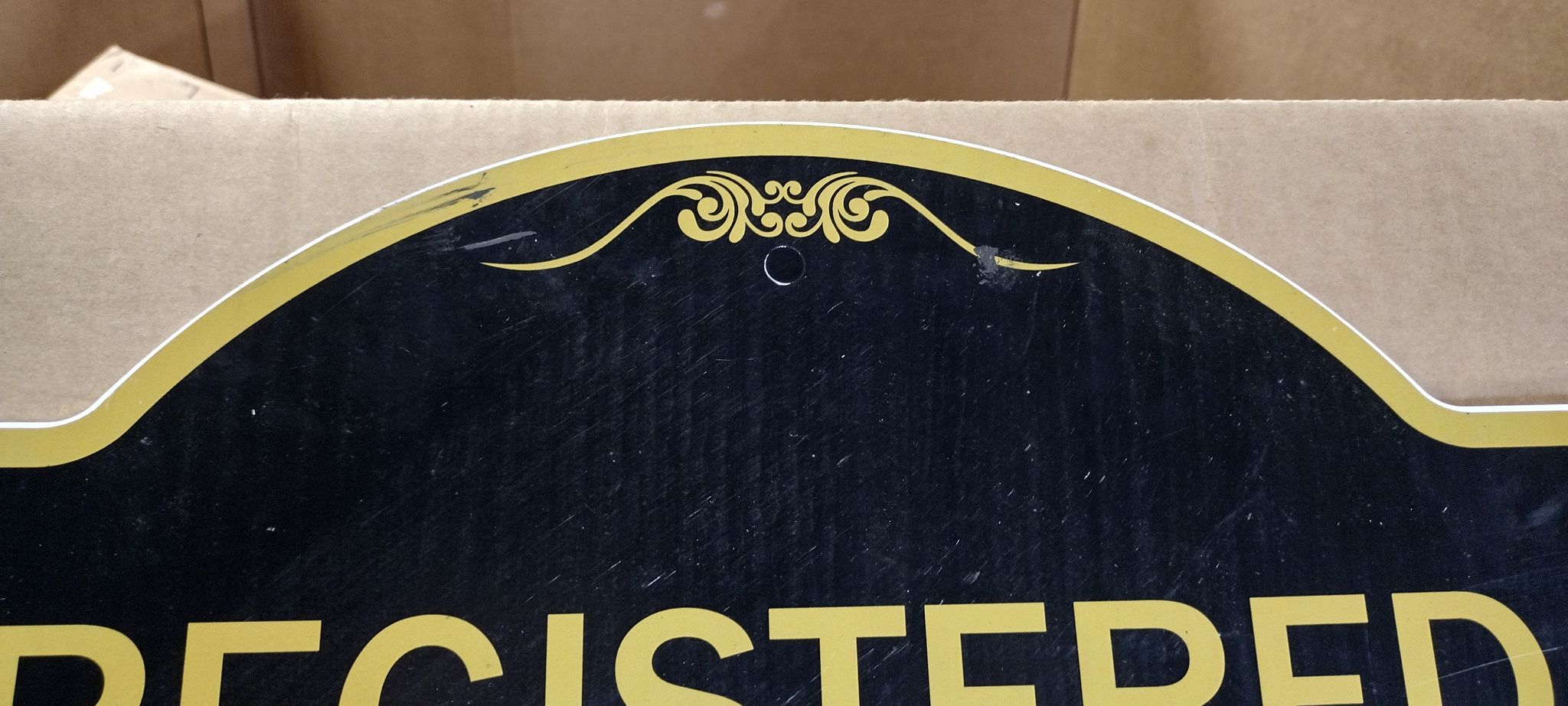 18" H x 18" W x 1" D Black/Gold Signmission Designer Series Sign - Registered Guests Only Beyond This Point | Black & Gold 18" X 18" Heavy-Gauge Aluminum Architectural Sign | Protect Your Business & Municipality | Made In The USA