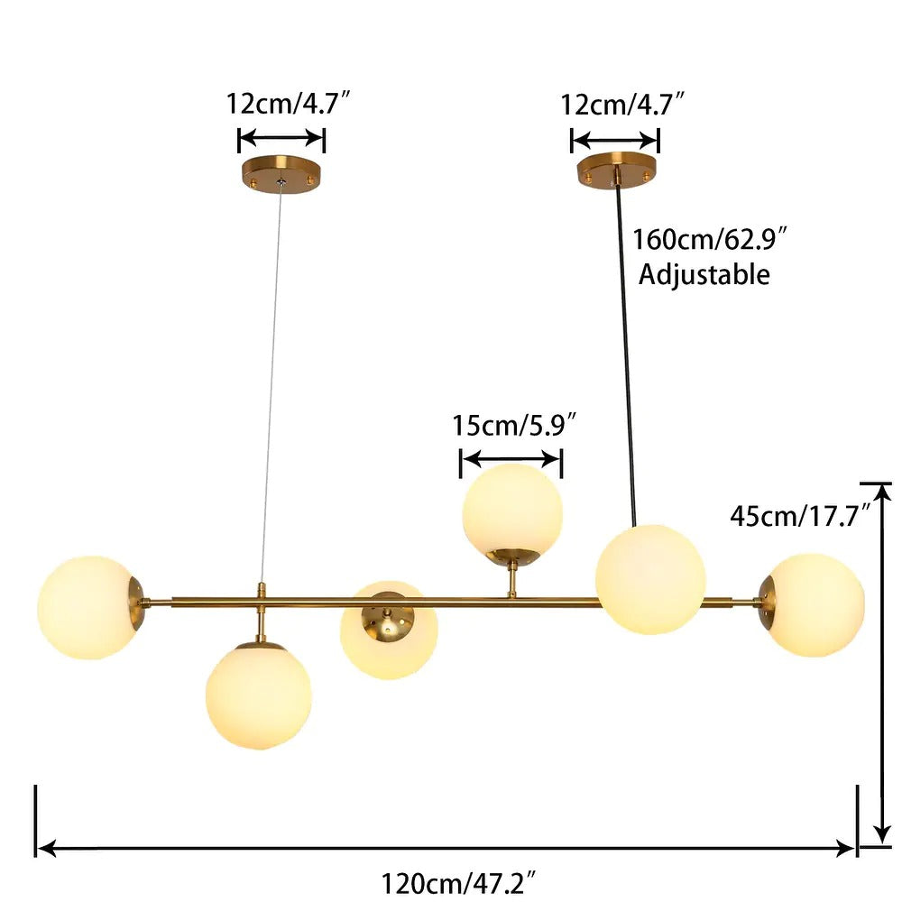 6 Lights Globe Mid Century Chandelier Sputnik Modern Pendant Lighting CYB944