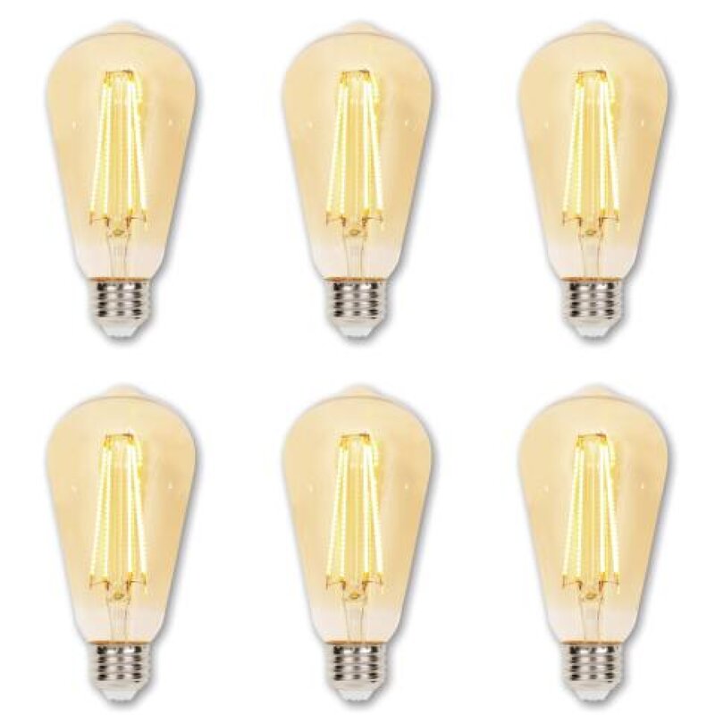 6.5 Watt (60 Watt Equivalent), ST20 LED Dimmable Light Bulb, Warm White (2200K) E26/Medium (Standard) Base (Set of 6)
