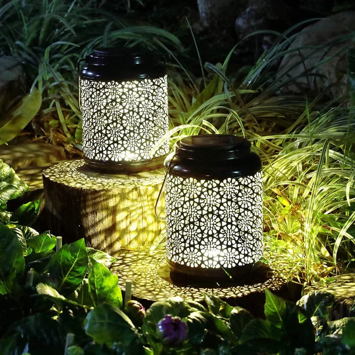 6.7" Solar Powered Integrated LED Outdoor Lantern, (Set of 2)