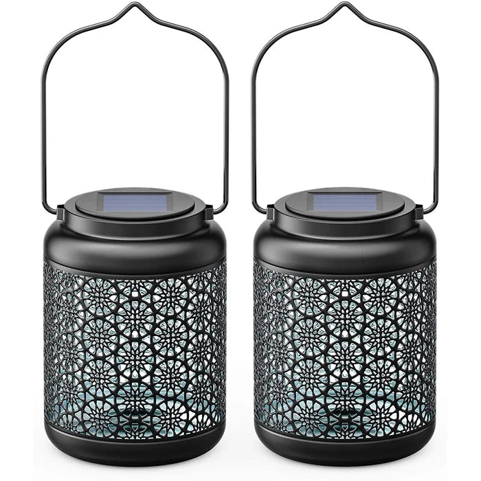 6.7" Solar Powered Integrated LED Outdoor Lantern, (Set of 2)