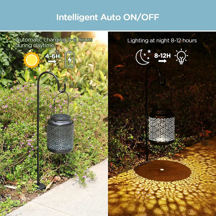 6.7" Solar Powered Integrated LED Outdoor Lantern, (Set of 2)