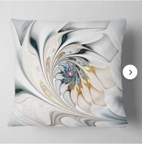 16" x 16" Light Blue/Ivory/Gold Stained Glass Floral Throw Pillow K7692