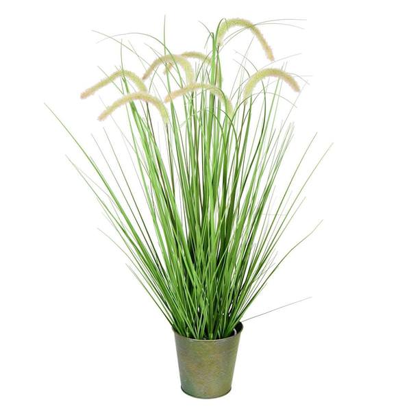 36" Cattail Grass in Iron Pot (#779)