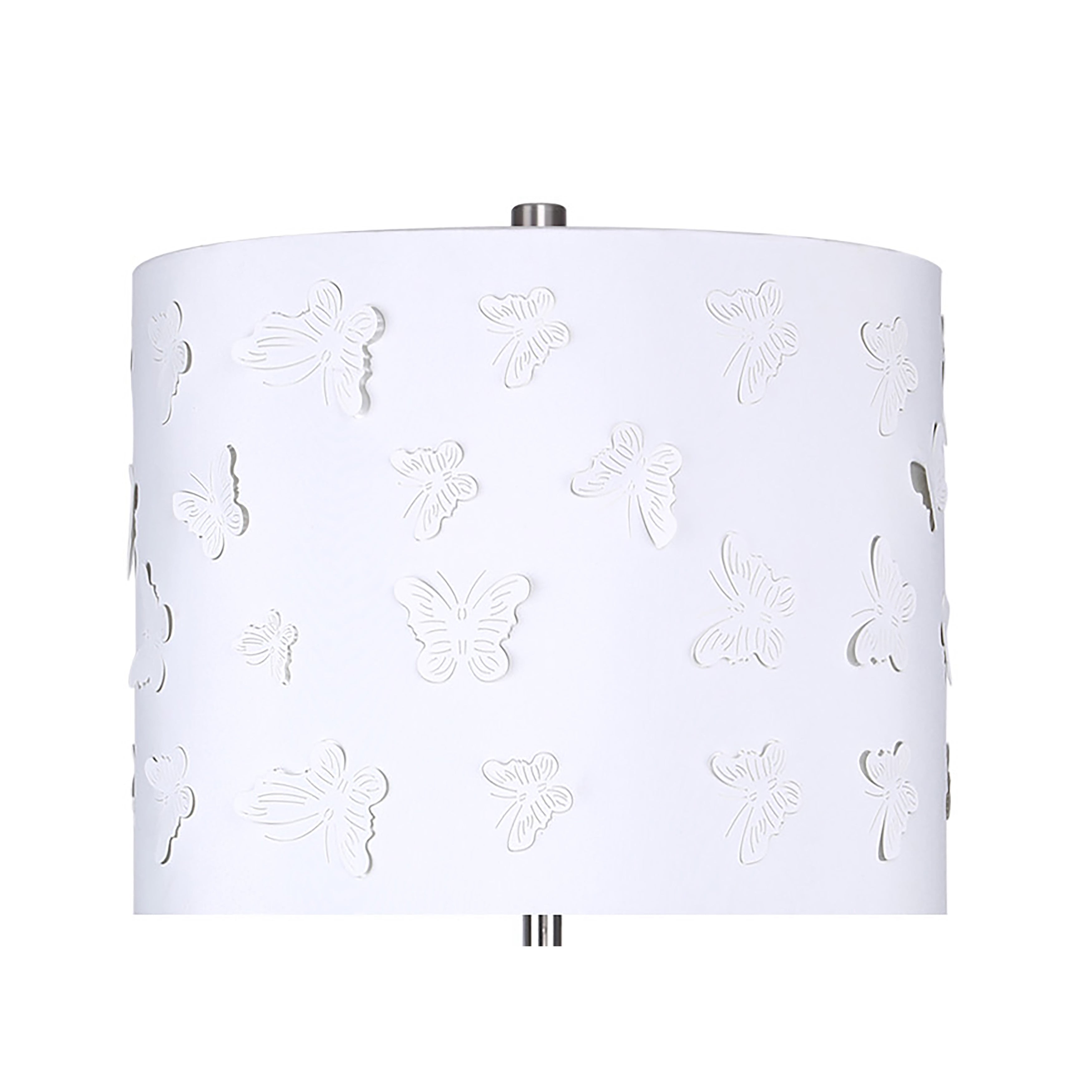 60-inch Slim-bodied Contemporary Metal Floor Lamp with Fancy Shade - Brushed Nickel w/ White Butterfly Shade, MG328