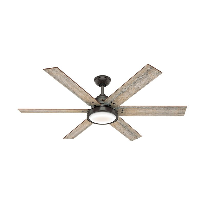 60" Warrant 6 -Blade LED Standard Ceiling Fan with Wall Control and Light Kit Included 1017