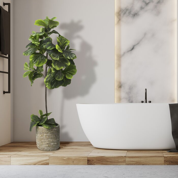 60'' Faux Fiddle Leaf Fig Tree in Rattan Basket