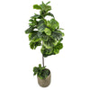 60'' Faux Fiddle Leaf Fig Tree in Rattan Basket