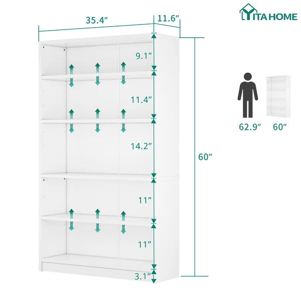 60'' H x 35.4'' W Bookcase