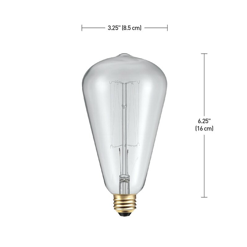 60 Watt Incandescent Equivalent Wattage, ST19 Dimmable Light Bulb Warm White (2200k) E26/Medium (Standard) Base