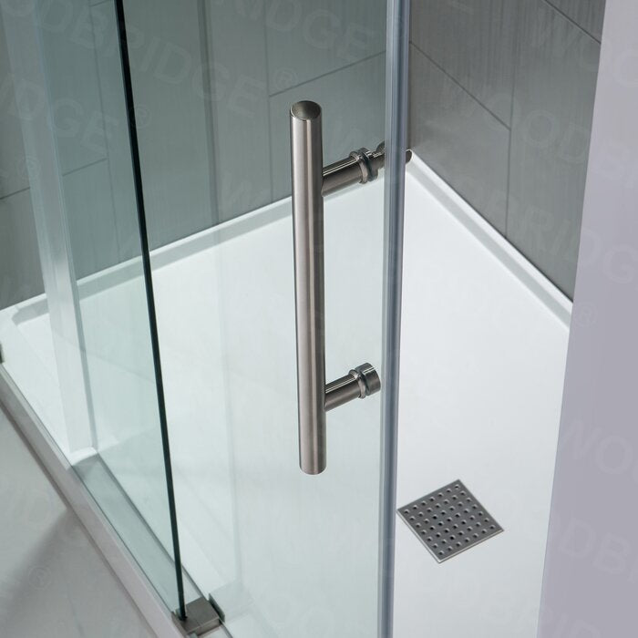 60" x 76" Single Sliding Frameless Shower Door, Brushed Nickel **AS IS** (#K5316)