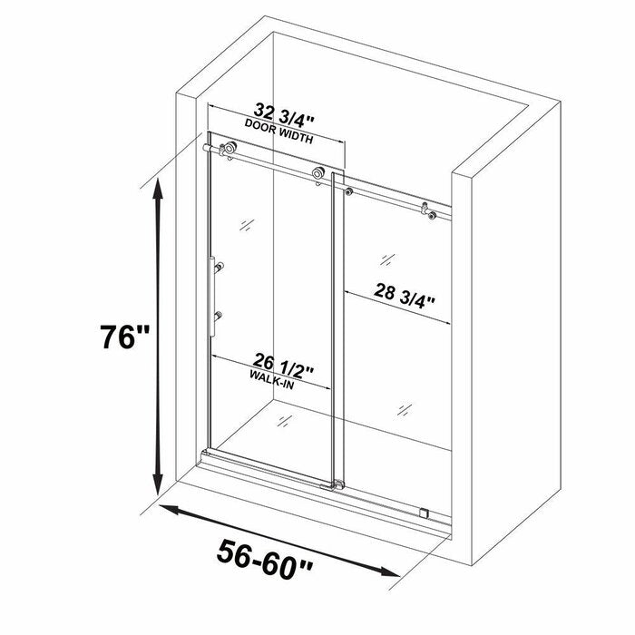 60" x 76" Single Sliding Frameless Shower Door, Brushed Nickel **AS IS** (#K5316)