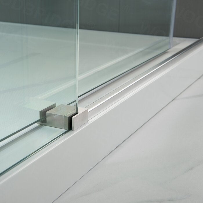 60" x 76" Single Sliding Frameless Shower Door, Brushed Nickel **AS IS** (#K5316)
