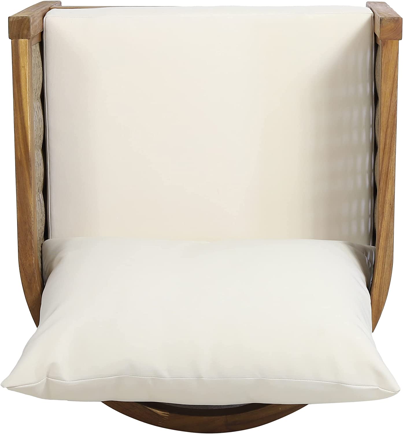 Burchett Teak Brown Removable Cushions Wood Outdoor Lounge Chair with White Cushion