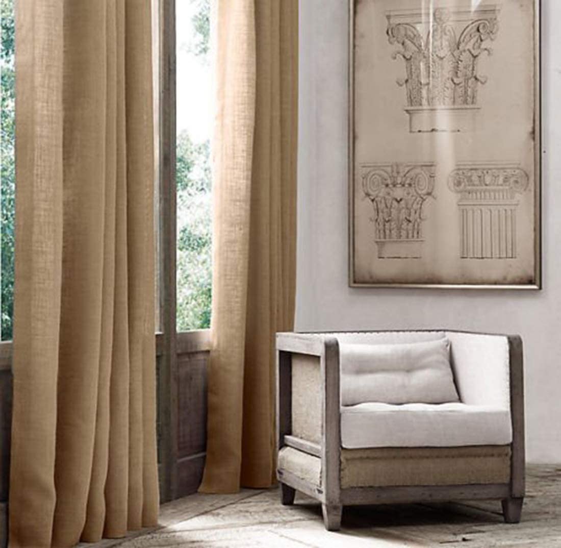 100% jute two rod pocket curtains B2-DR3014