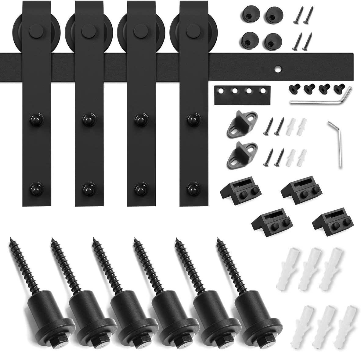 8 Feet Heavy Duty Double Sliding Barn Door Hardware Kit