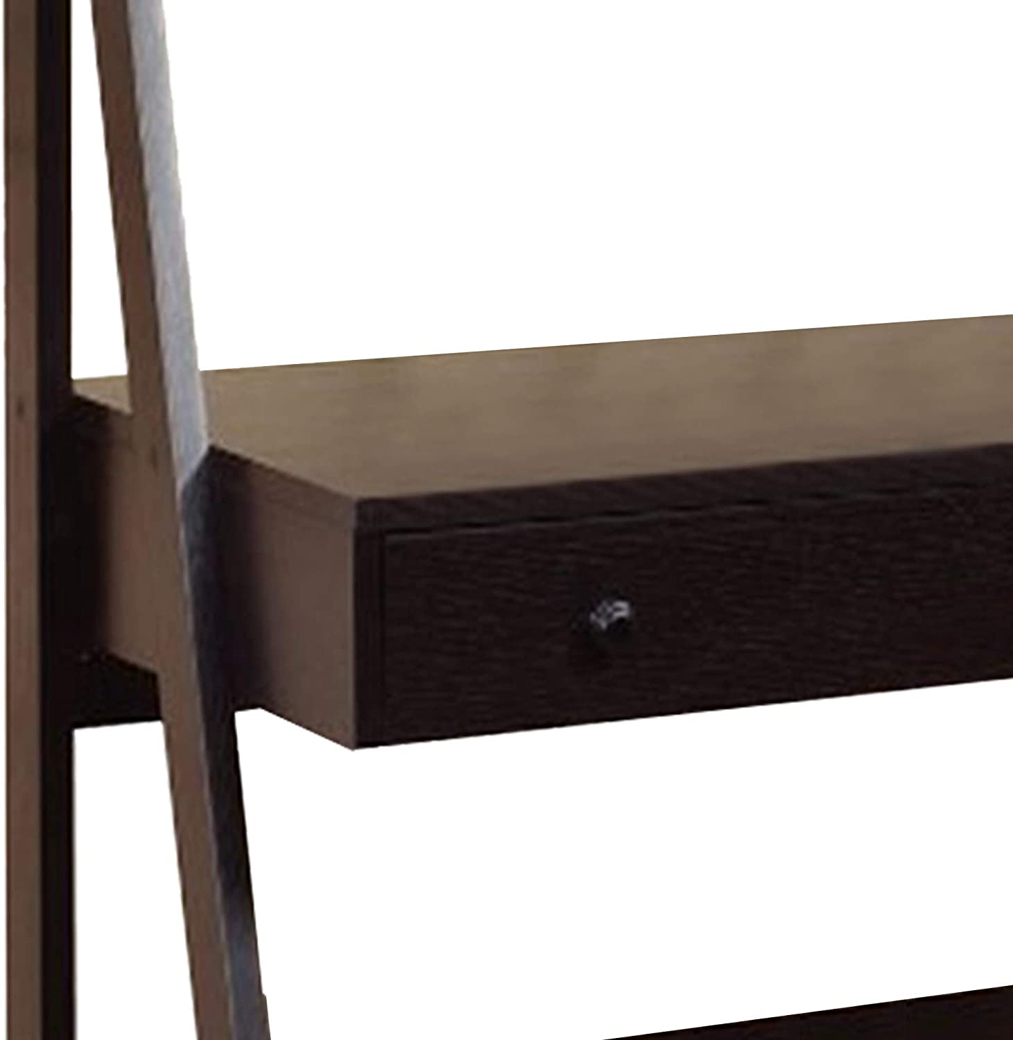 Benzara Contemporary Style Ladder Desk With 3 Open Shelves, Brown