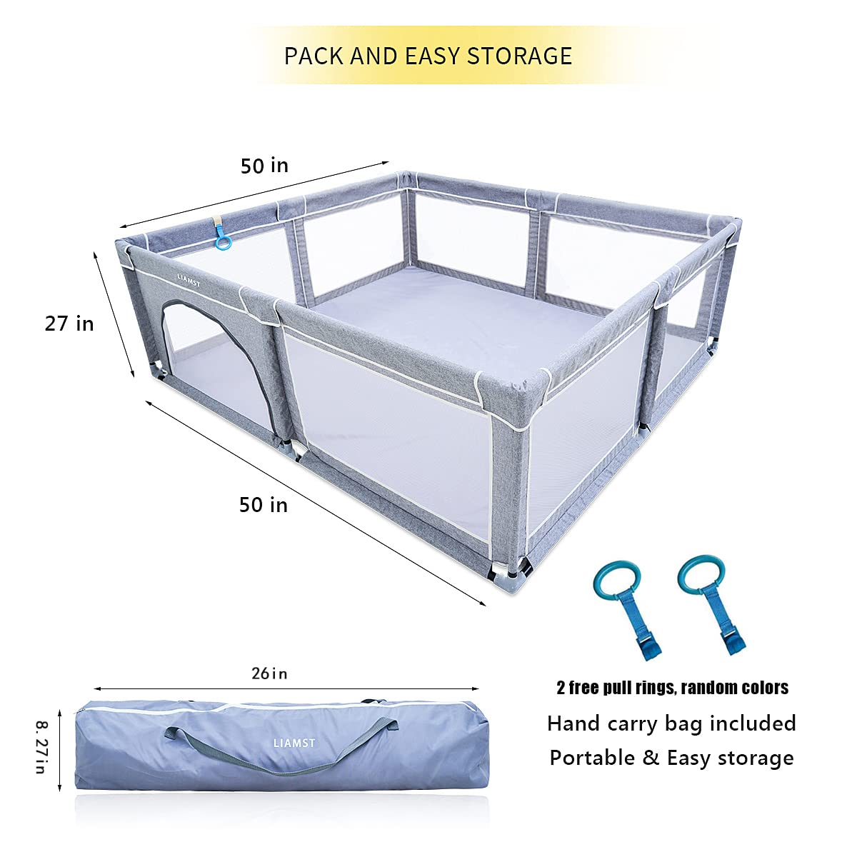 Baby Playpen,Playpens for Babies, Extra Large Playpen for Toddlers,Kids Safety Play Center Yard with gate, Sturdy Safety Baby Fence Play Area for Babies, Toddler, Infants (No Filler at The Bottom）